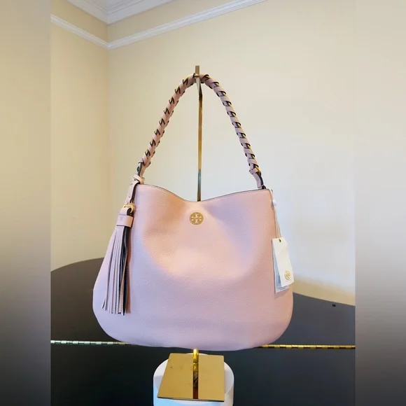 NWT Luxury Authentic Minimalist RARE Tory Burch Brooke Pebbled Leather Hobo Bag - Picture 6 of 17